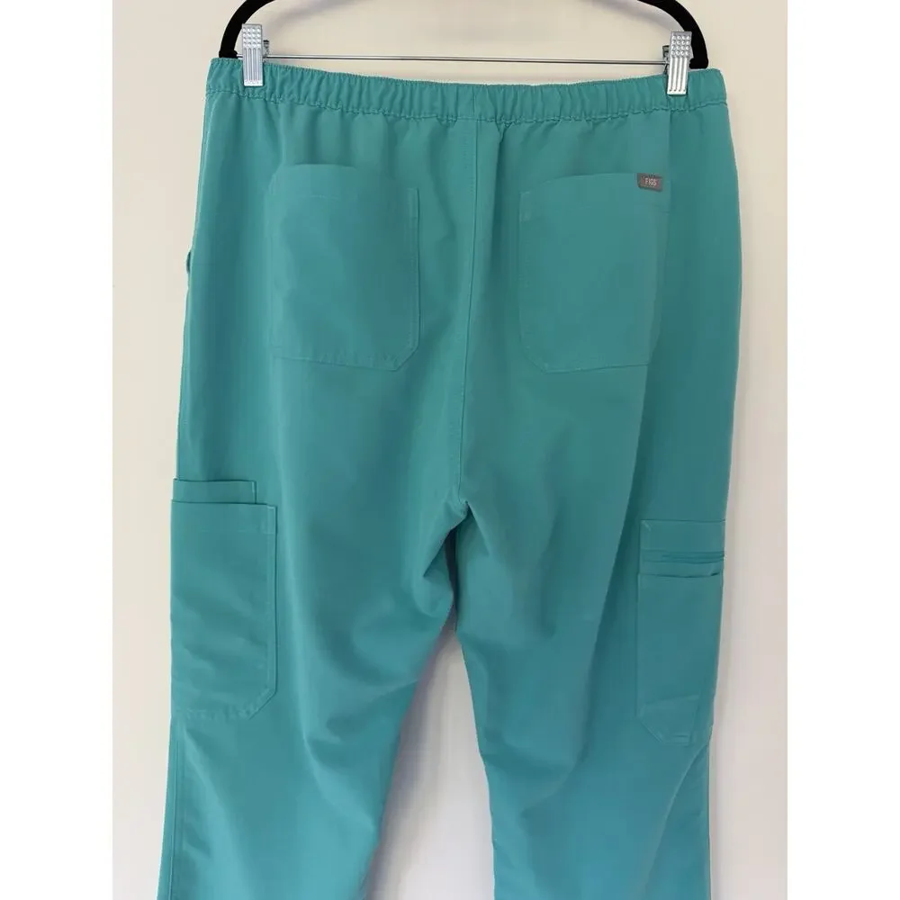 FIGS Cairo Scrub Pants XL Tall Technical Collection Teal Cargo Stretch Medical